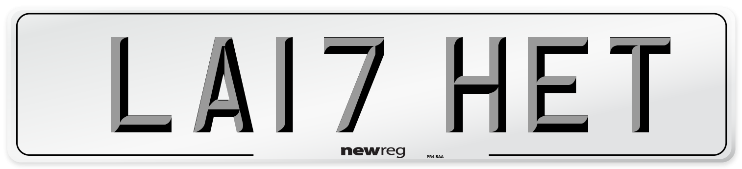 LA17 HET Number Plate from New Reg